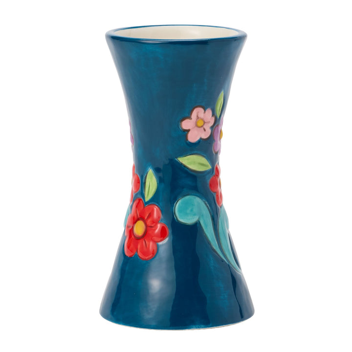 Vase Blue with Floral Motif