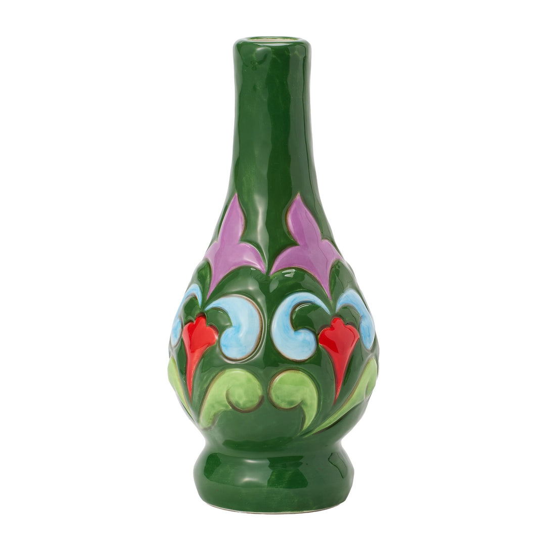 Vase Green with Floral Motif