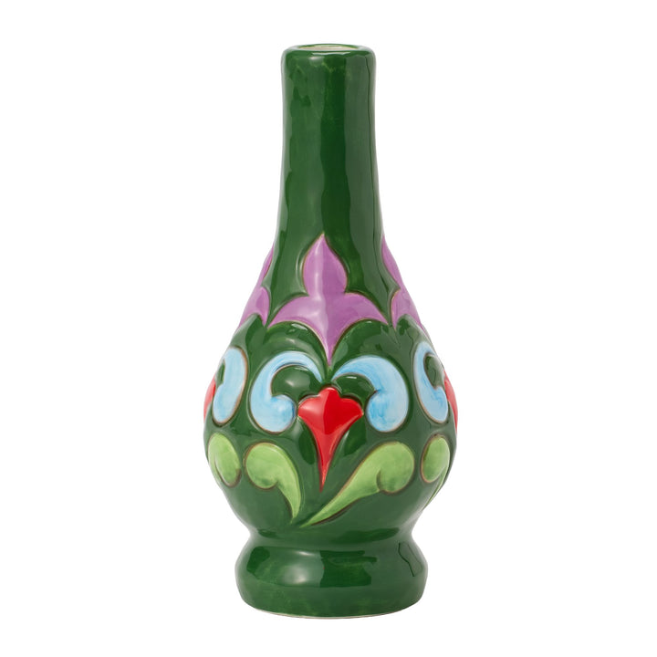 Vase Green With Floral Motif Figurine