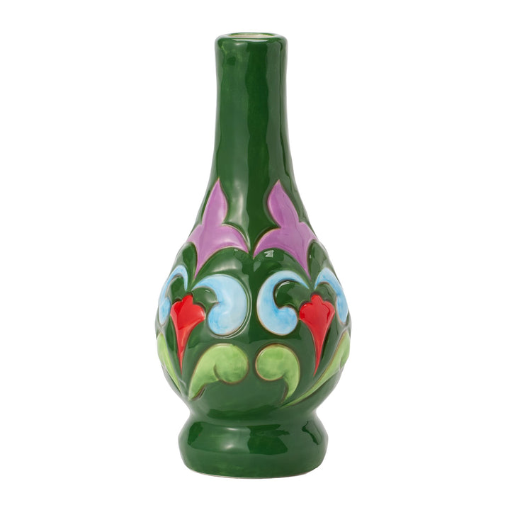 Vase Green with Floral Motif