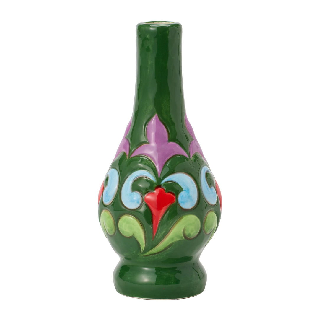 Vase Green with Floral Motif