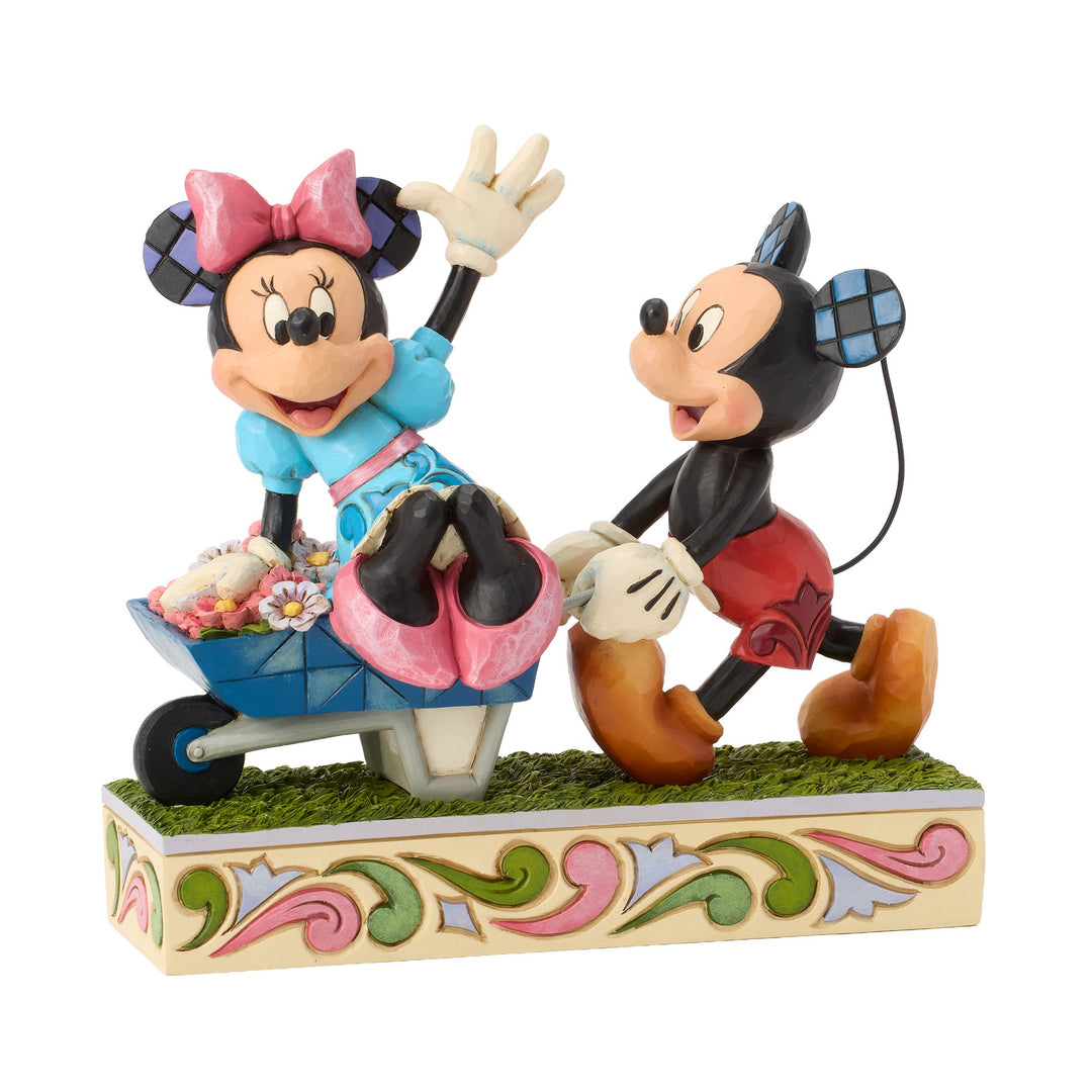 Mickey Minnie Wheelbarrow Figurine