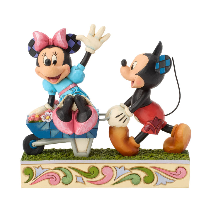 Mickey Minnie Wheelbarrow Figurine