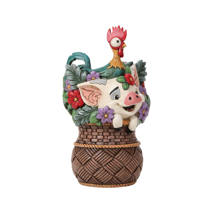 Pua And Hei Hei Flower Basket Figurine
