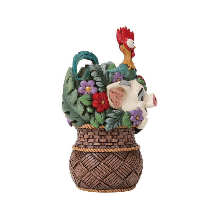 Pua And Hei Hei Flower Basket Figurine