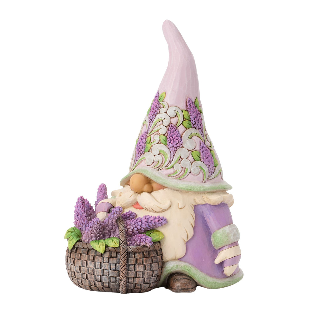 Gnome with Basket of Lilac - "Lovely Lilac"