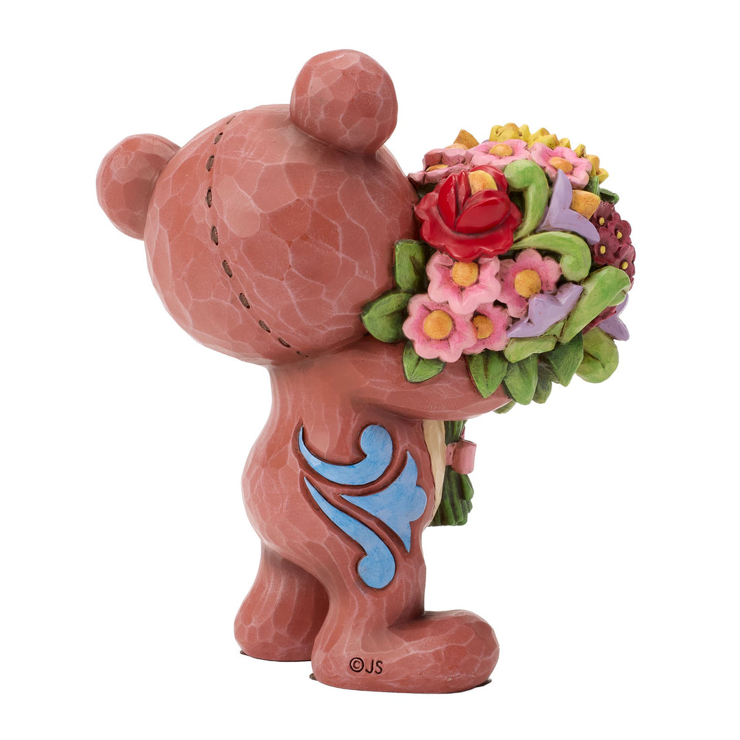 Teddy Bear with Bouquet Figurine - "Picked Just For You"