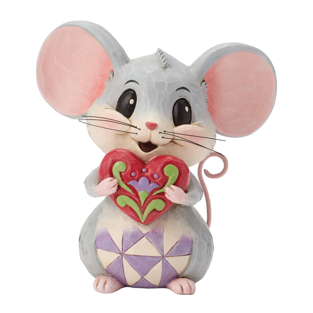 Mouse Holding a Heart Figurine - "With All My Heart"