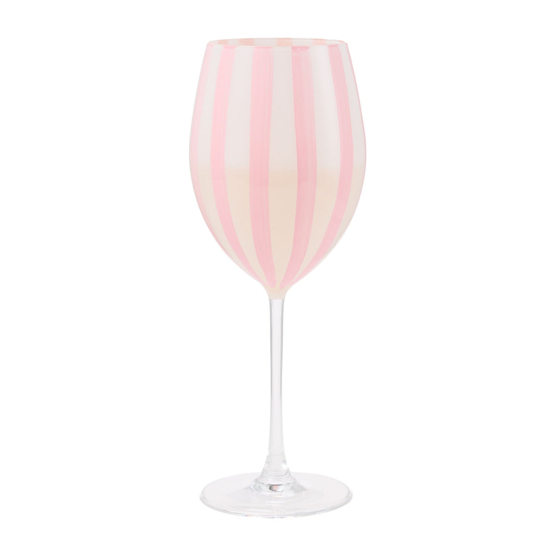 Pink Striped Wine Glass