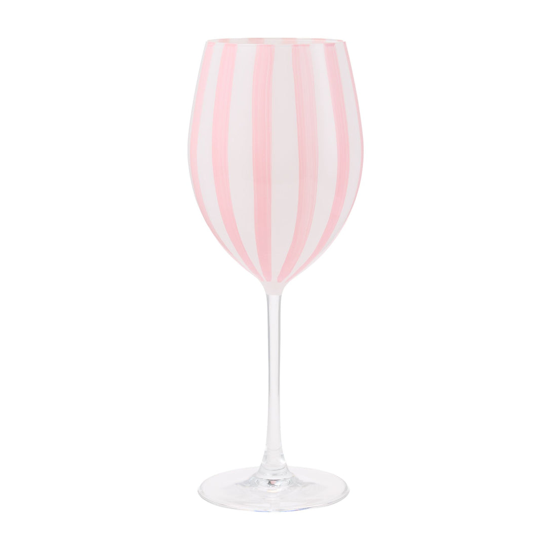 Pink Striped Wine Glass