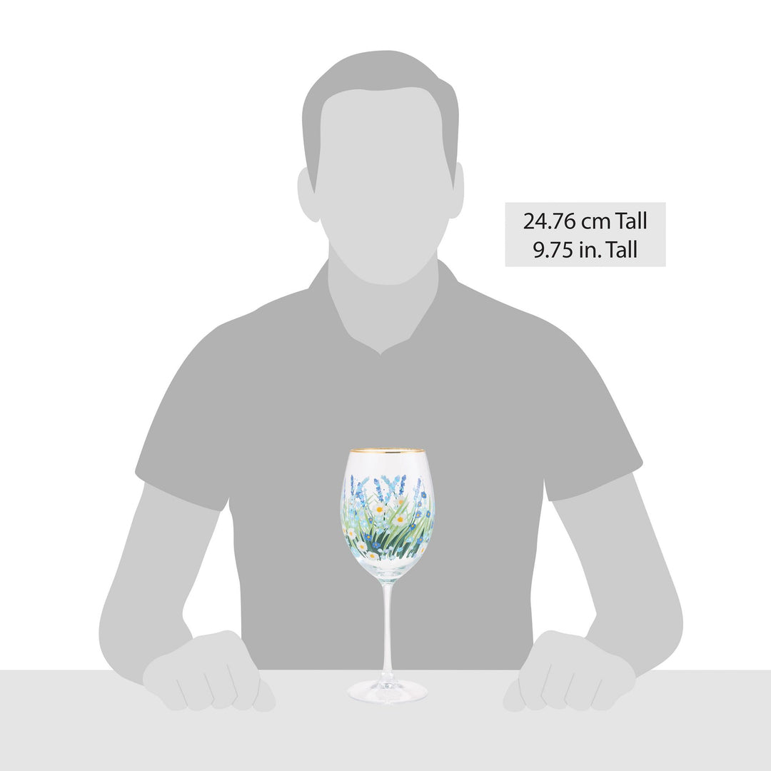 Blue Flower Wine Glass
