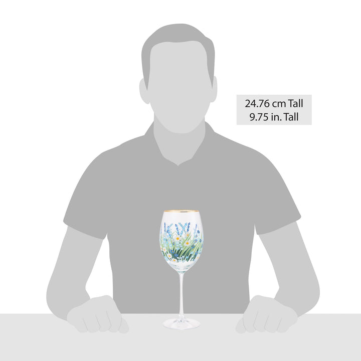 Blue Flower Wine Glass