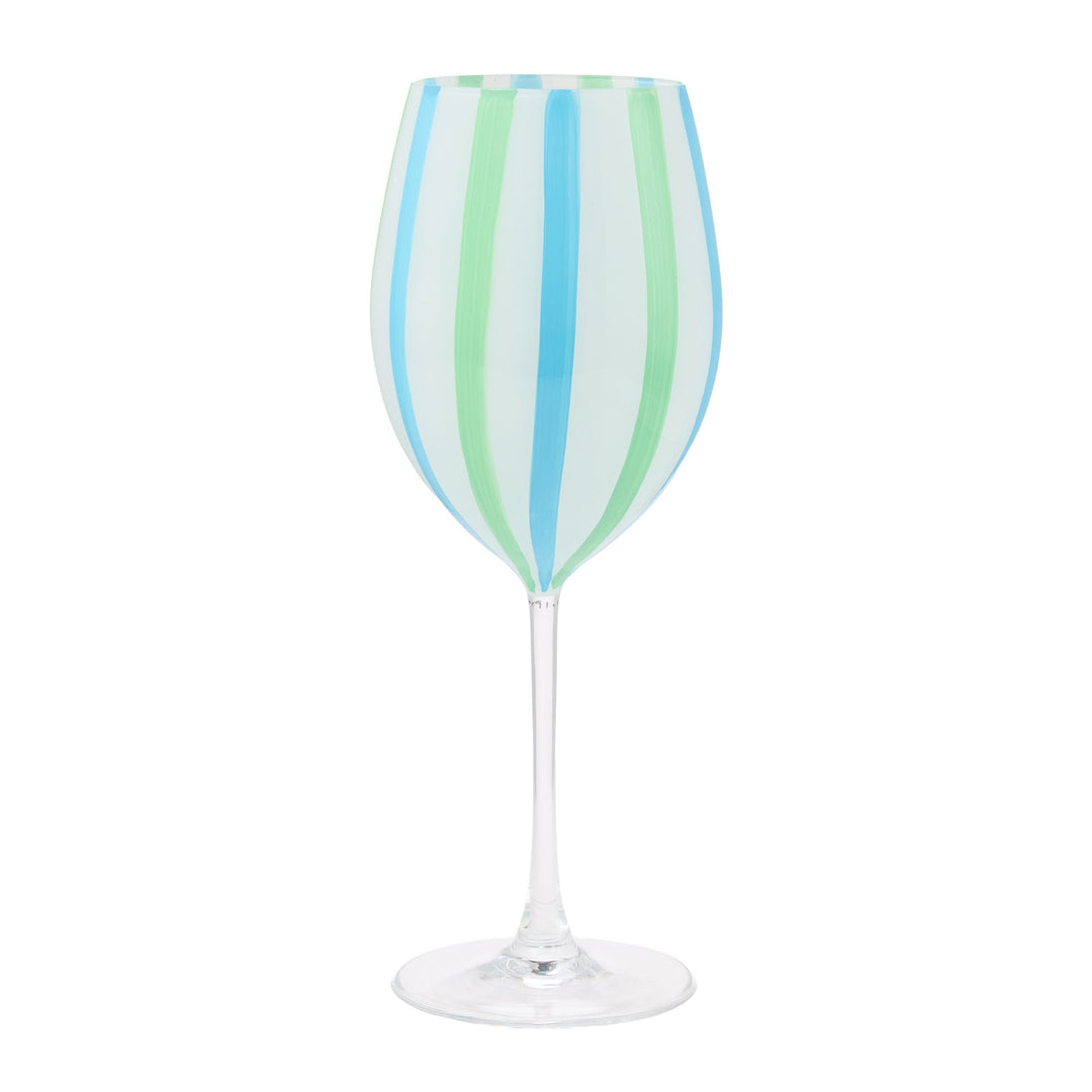 Blue Striped Wine Glass