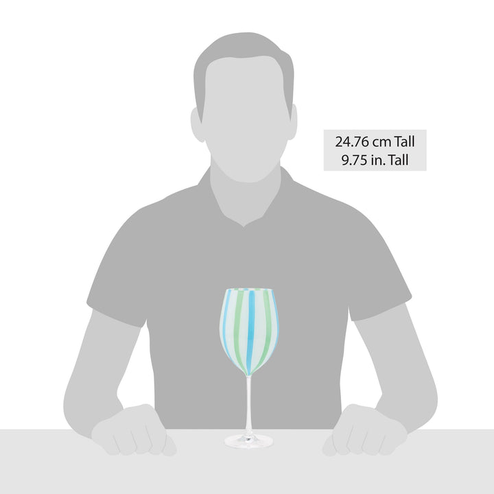 Blue Striped Wine Glass