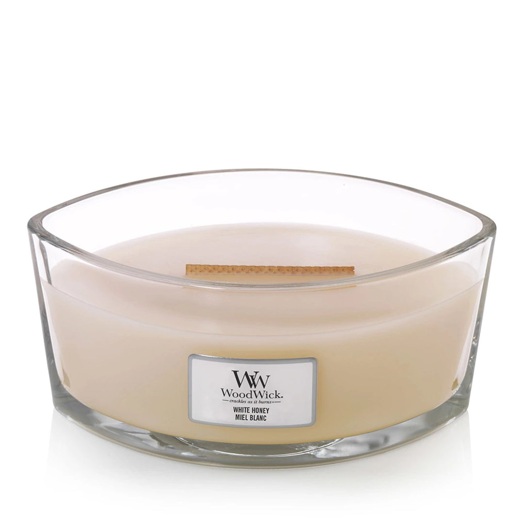 White Honey Ellipse Wood Wick Candle