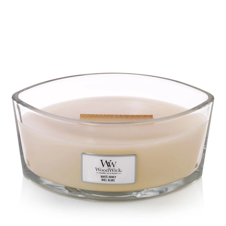 White Honey Ellipse Wood Wick Candle