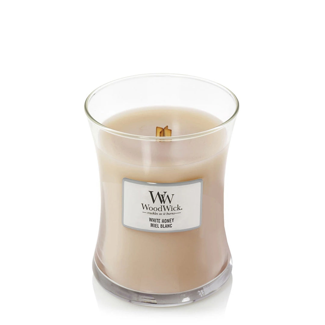 White Honey Medium Hourglass Wood Wick Candle