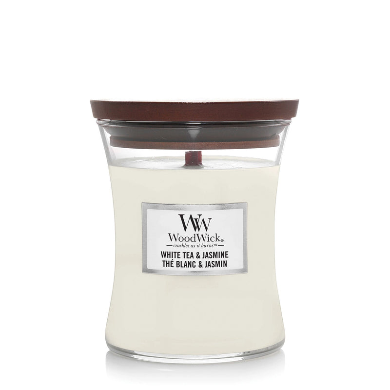 White Tea Jasmine Medium Hourglass Wood Wick Candle