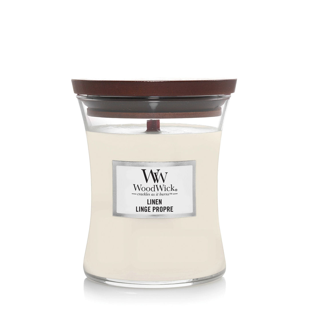 Linen Medium Hourglass Wood Wick Candle