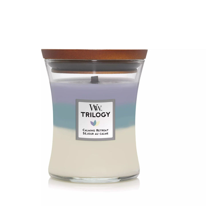 Calming Retreat Trilogy Medium Hourglass Wood Wick Candle