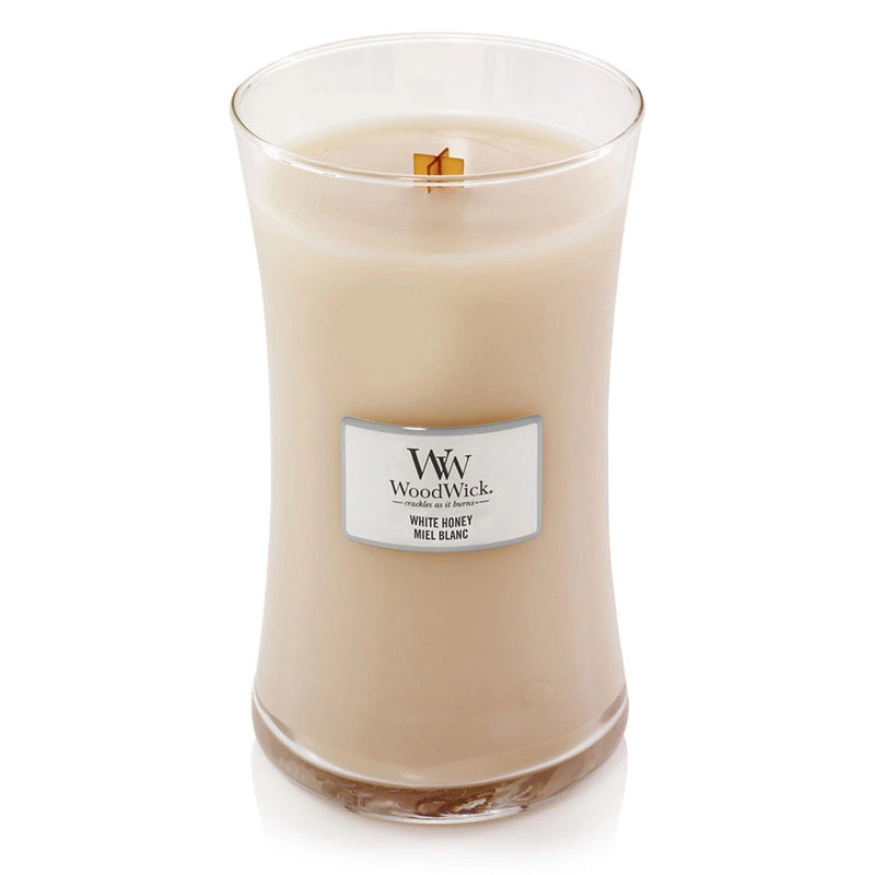 White Honey Large Hourglass Wood Wick Candle - Enesco Gift Shop
