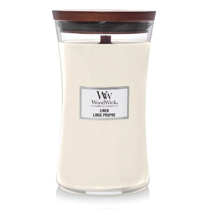 Linen Large Hourglass Wood Wick Candle