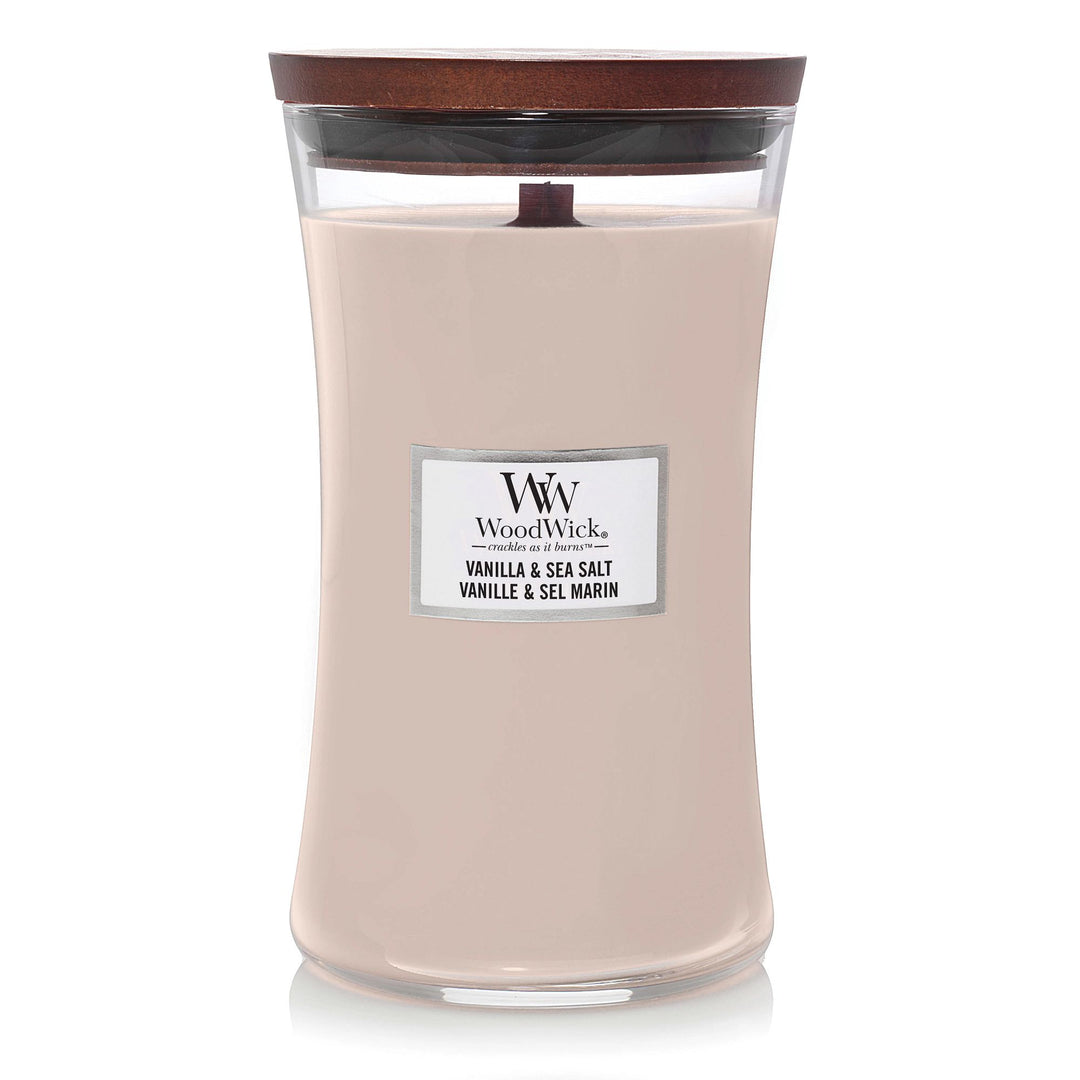 Vanilla & Sea Salt Large Hourglass Wood Wick Candle