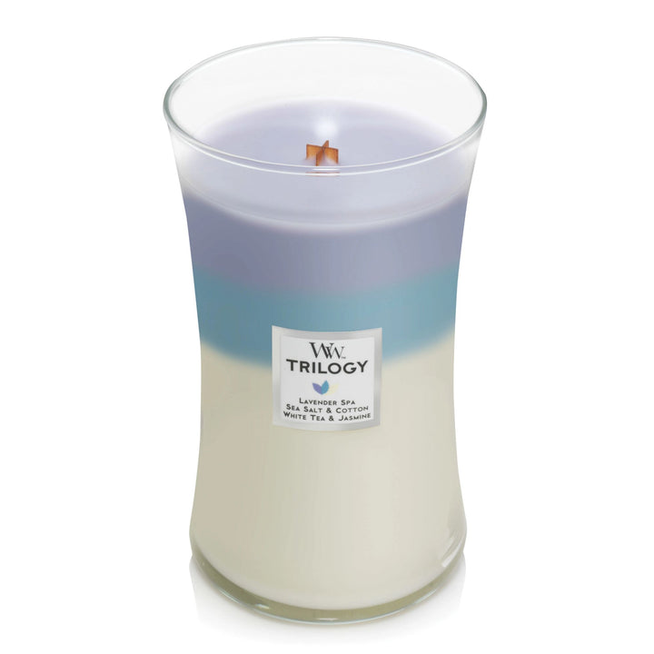 Calming Retreat Trilogy Large Hourglass Wood Wick Candle