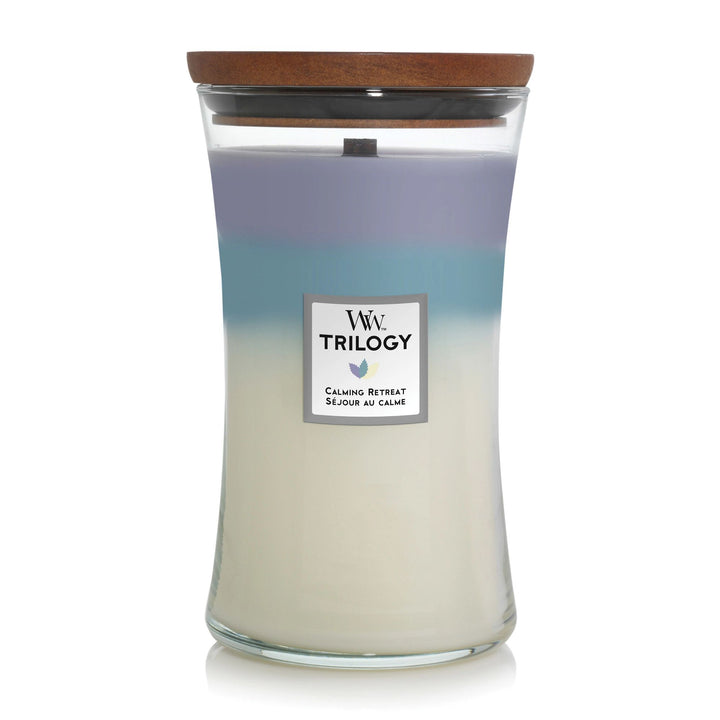 Calming Retreat Trilogy Large Hourglass Wood Wick Candle