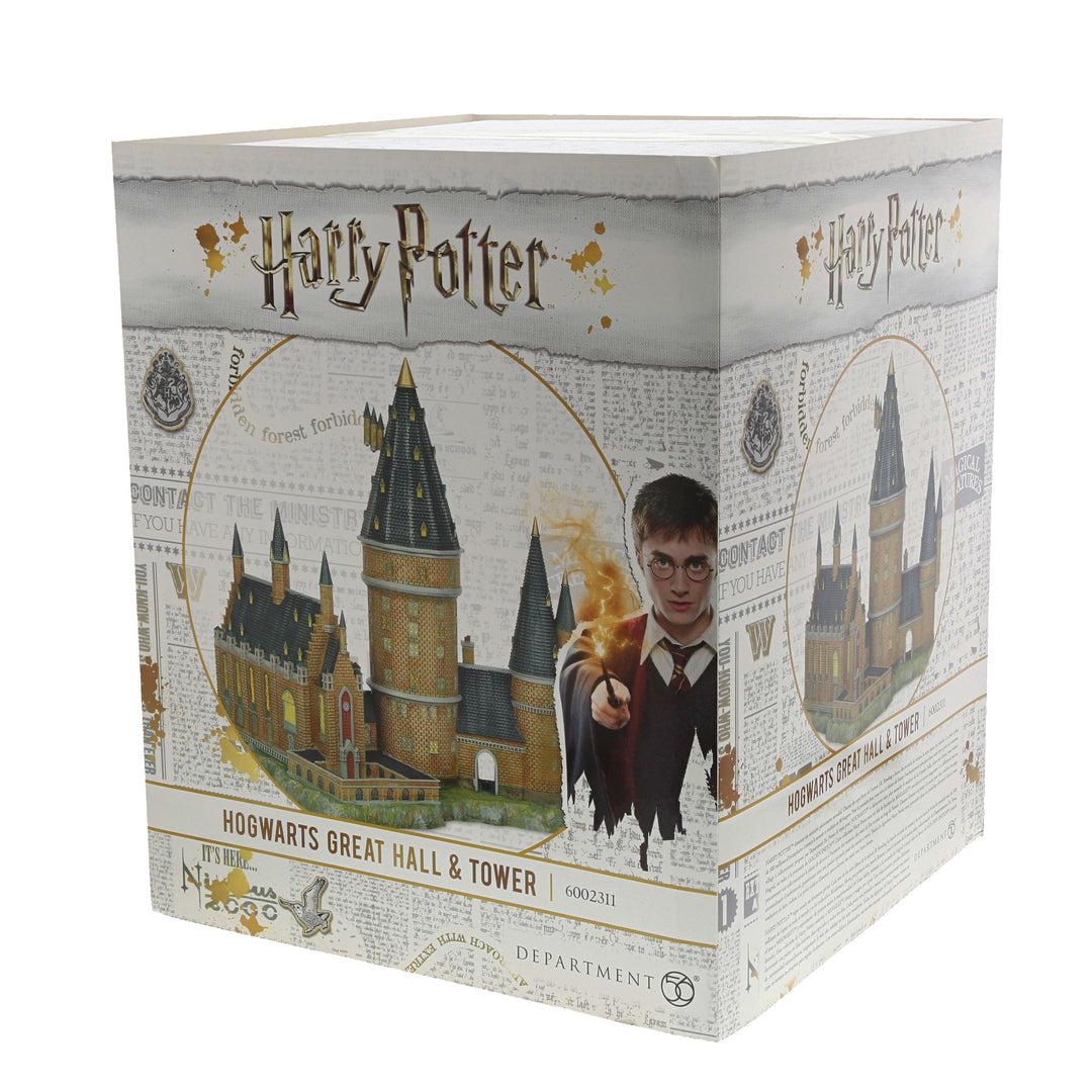 Hogwarts Great Hall and Tower Illuminated Model Building - Harry Potter Village by D56 (EU Adaptor)