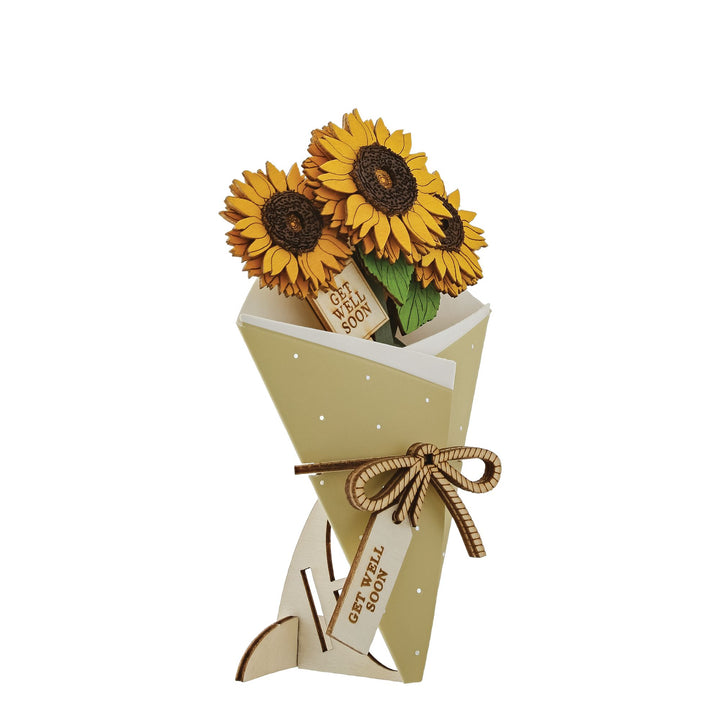 Get Well Soon 3D Flower Figurine Card Letterbox Gift