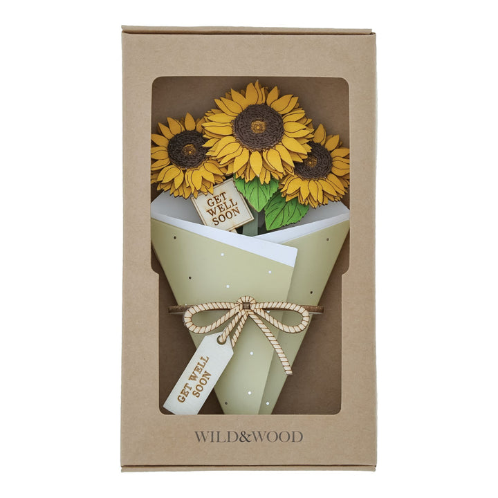 Get Well Soon 3D Flower Figurine Card Letterbox Gift