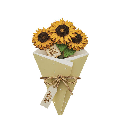 Get Well Soon 3D Flower Figurine Card Letterbox Gift