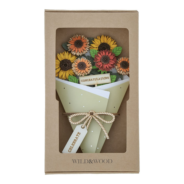 Congratulations 3D Flower Figurine Card Letterbox Gift