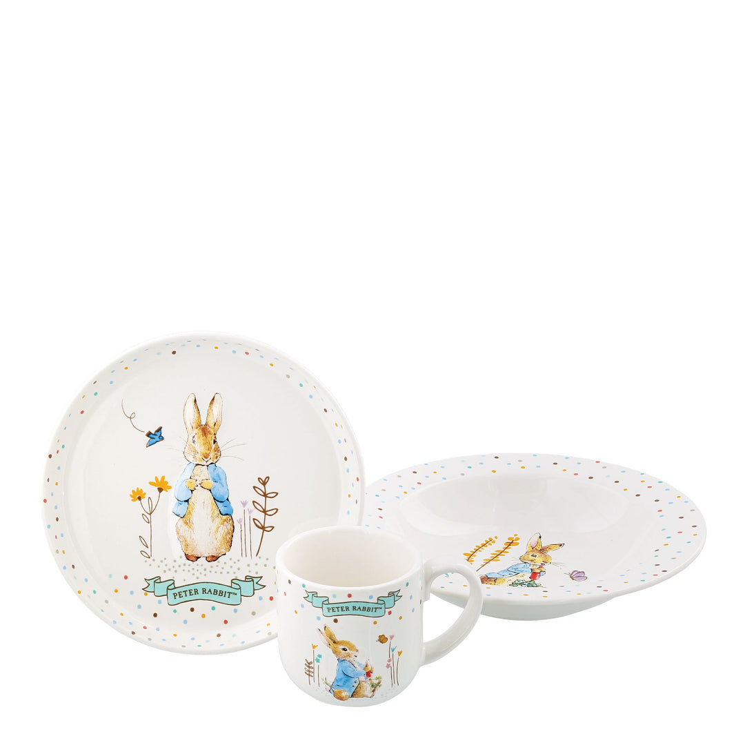 Peter Rabbit 3 Piece Ceramic Dinner set by Beatrix Potter