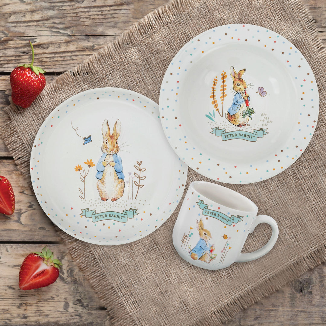 Peter Rabbit 3 Piece Ceramic Dinner set by Beatrix Potter