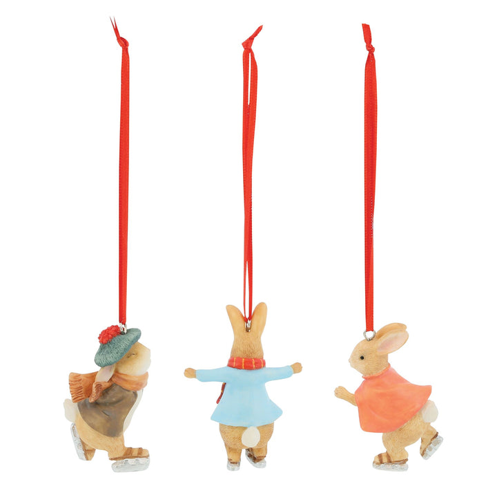 Peter, Benjamin and Flopsy Skating Hanging Ornaments Set