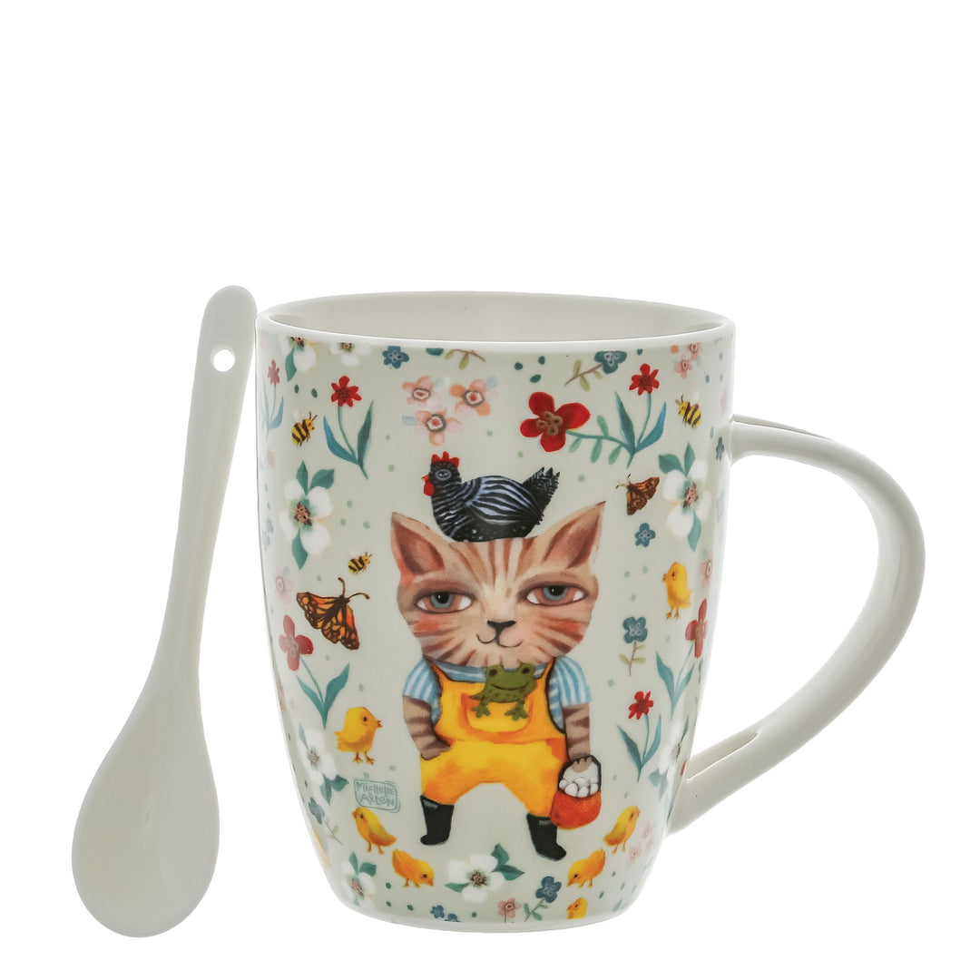 Country Cat Mug & Spoon Set by Allen Designs