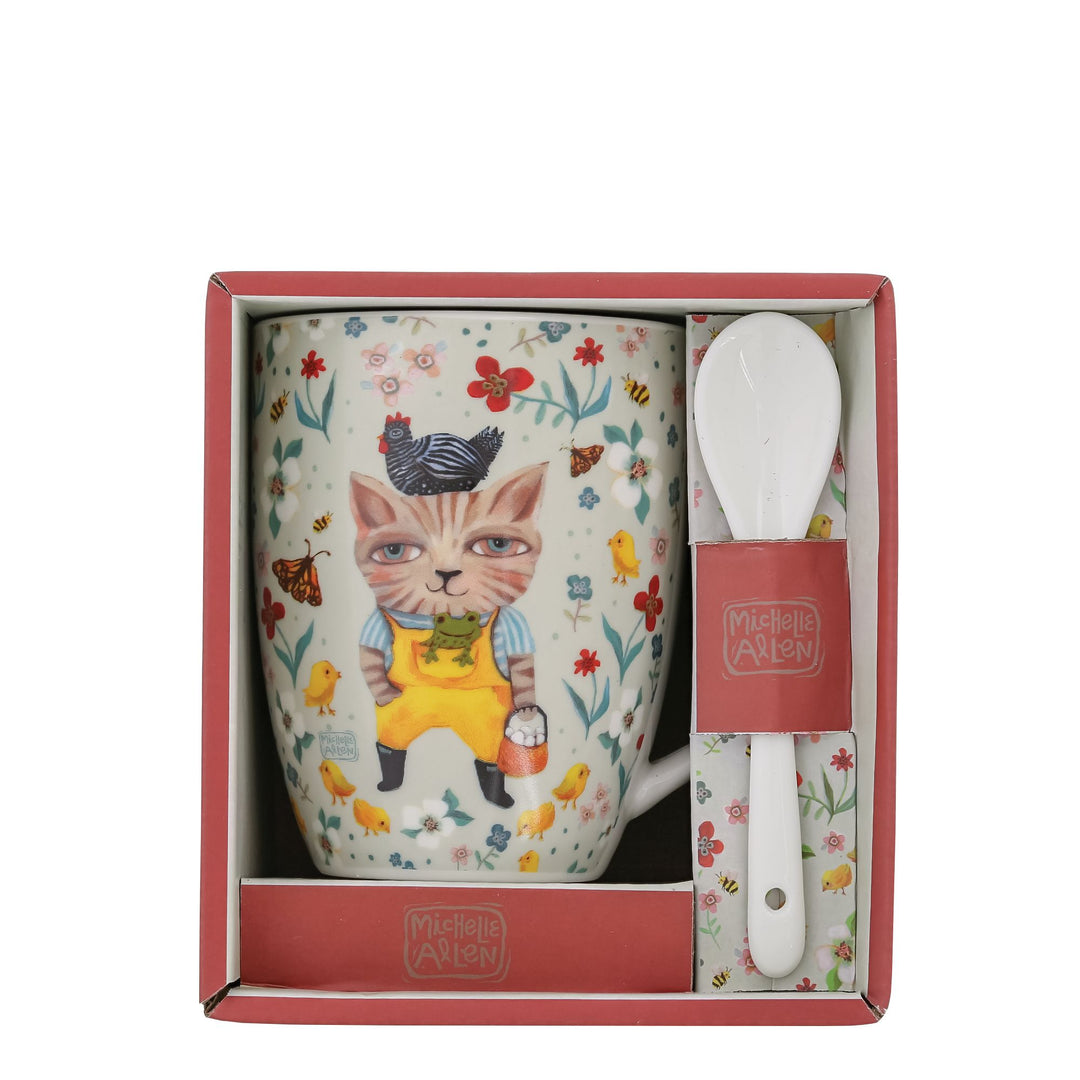 Country Cat Mug & Spoon Set by Allen Designs