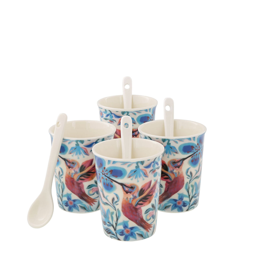 Hummingbird Set of 4 Cups & Spoon Set by Allen Designs