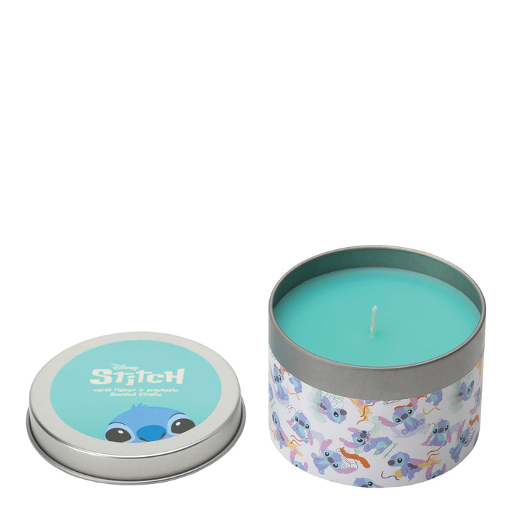 Stitch Coral Flower & Pineapple Tin Candle