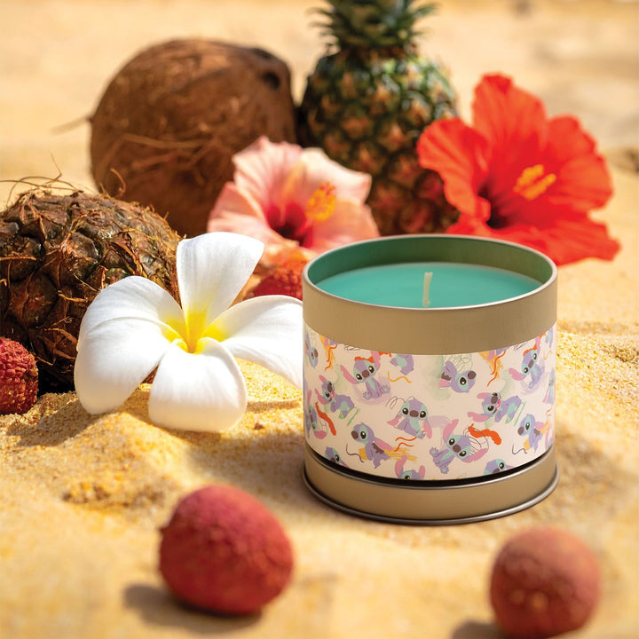 Lilo & Stitch Coral Flower & Pineapple Tin Candle