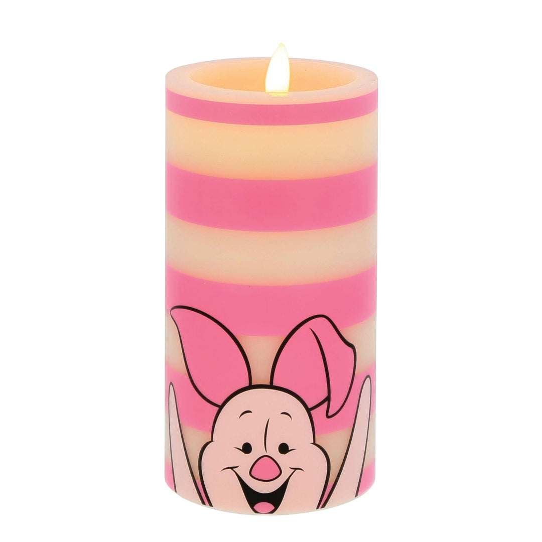 Piglet White & Pink Stripe LED Candle