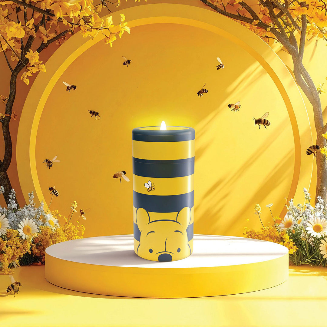 Pooh Black & Yellow Stripe LED Candle