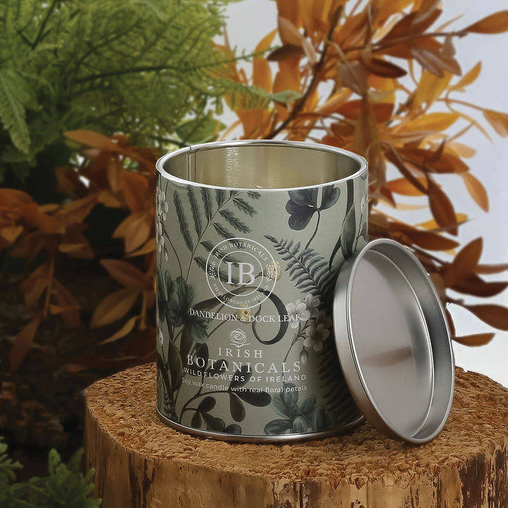 Dandelion and Dock Leaf Tin Candle by Irish Botanicals