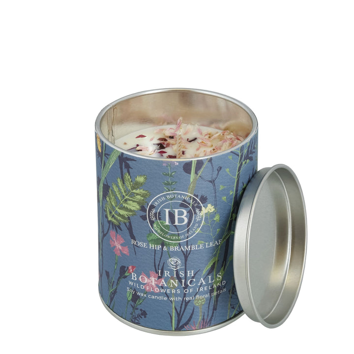 Rosehip and Bramble Leaf Tin Candle by Irish Botanicals