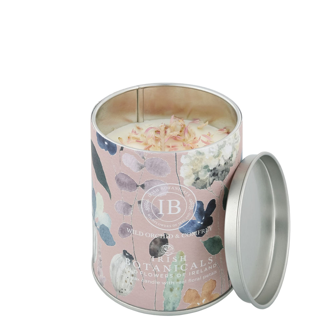 Wild Orchid and Comfrey Tin Candle by Irish Botanicals