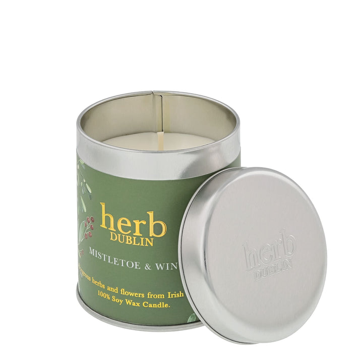 Mistletoe & Wine Tin Candle by Herb Dublin