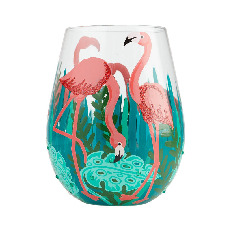 Fancy Flamingo Stemless Glass by Lolita - Enesco Gift Shop