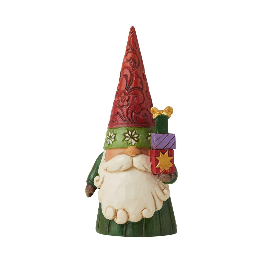 "I'll Be Gnome For Christmas" (Christmas Gnome Holding Gifts Figurine) - Heartwood Creek by Jim Shore - Enesco Gift Shop